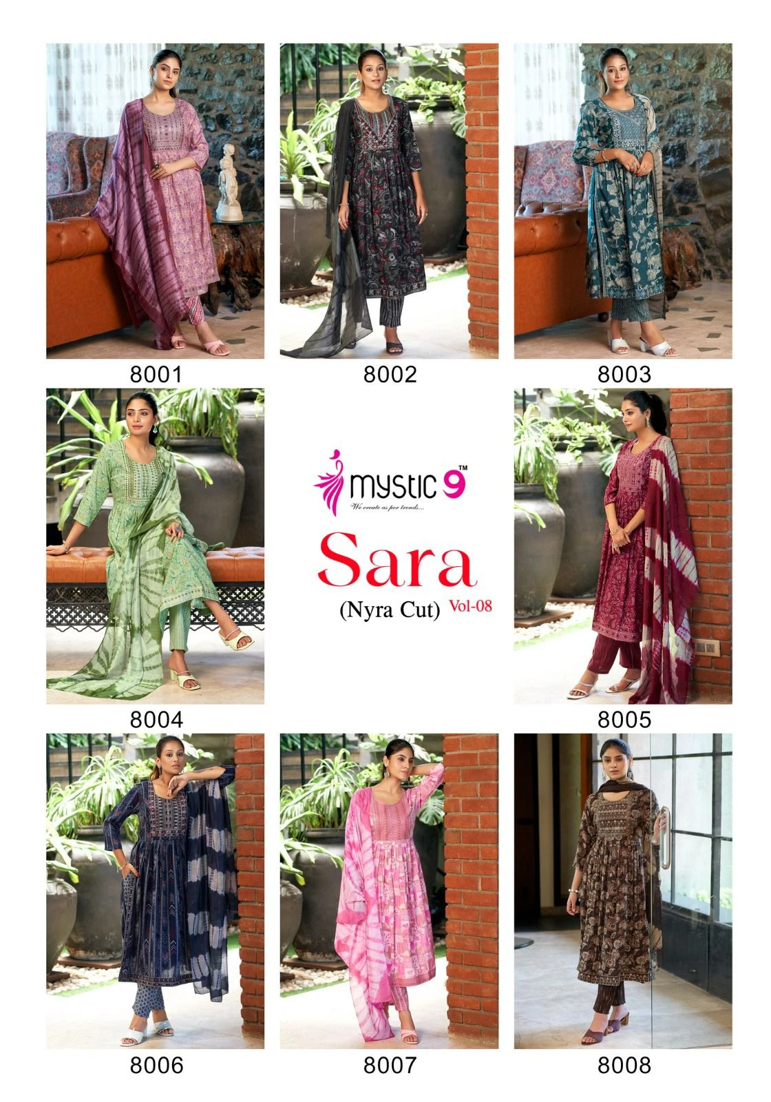 Mystic 9 Sara Vol 8 Rayon Capsule Foil Print Wholesale Readymade Salwar Suit Catalog — Wholesale Readymade Suit, MPA wholesale from Surat — view 9
